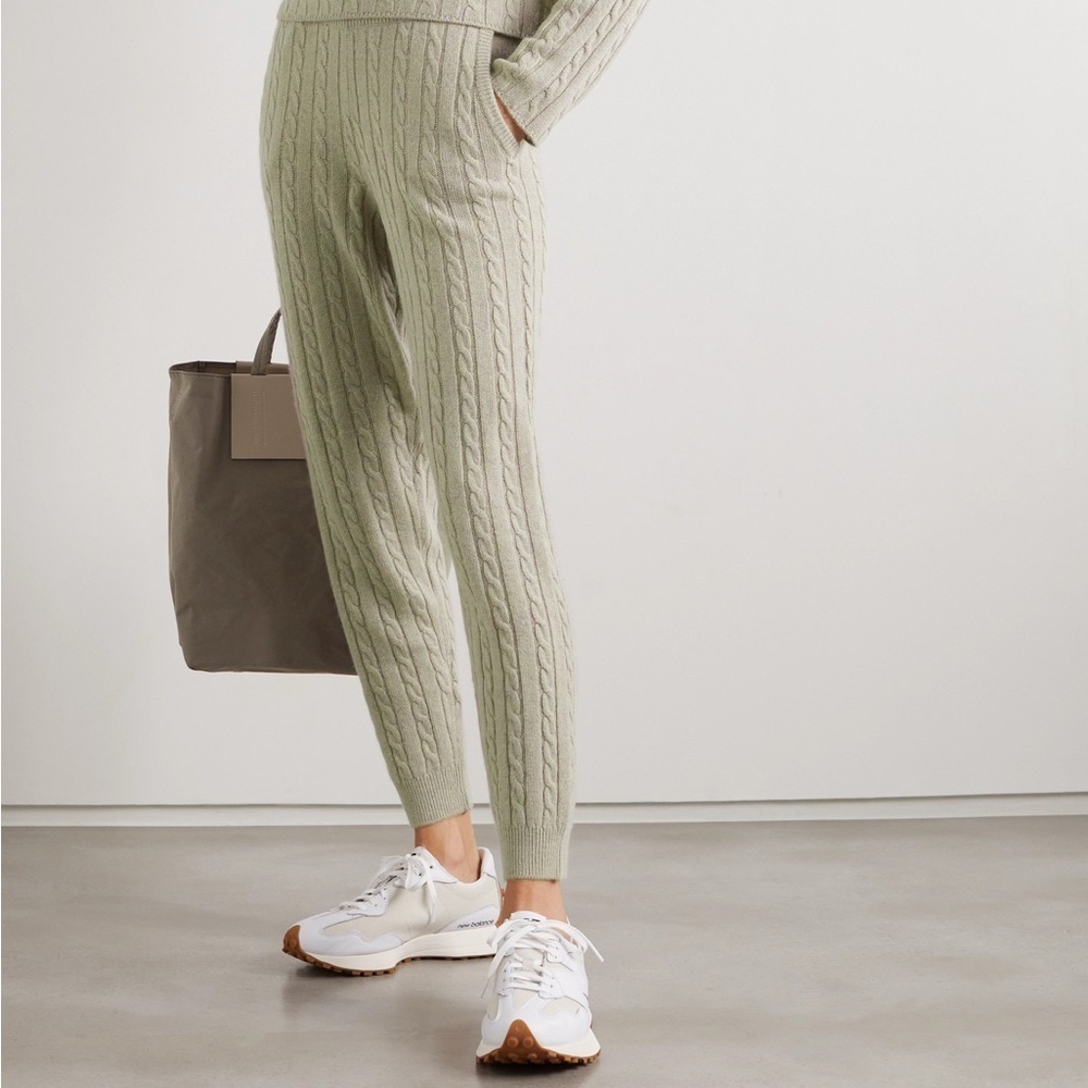 ATM Anthony Thomas Melillo Cashmere Wool Blend Cable Knit Joggers Pants Sz L NEW